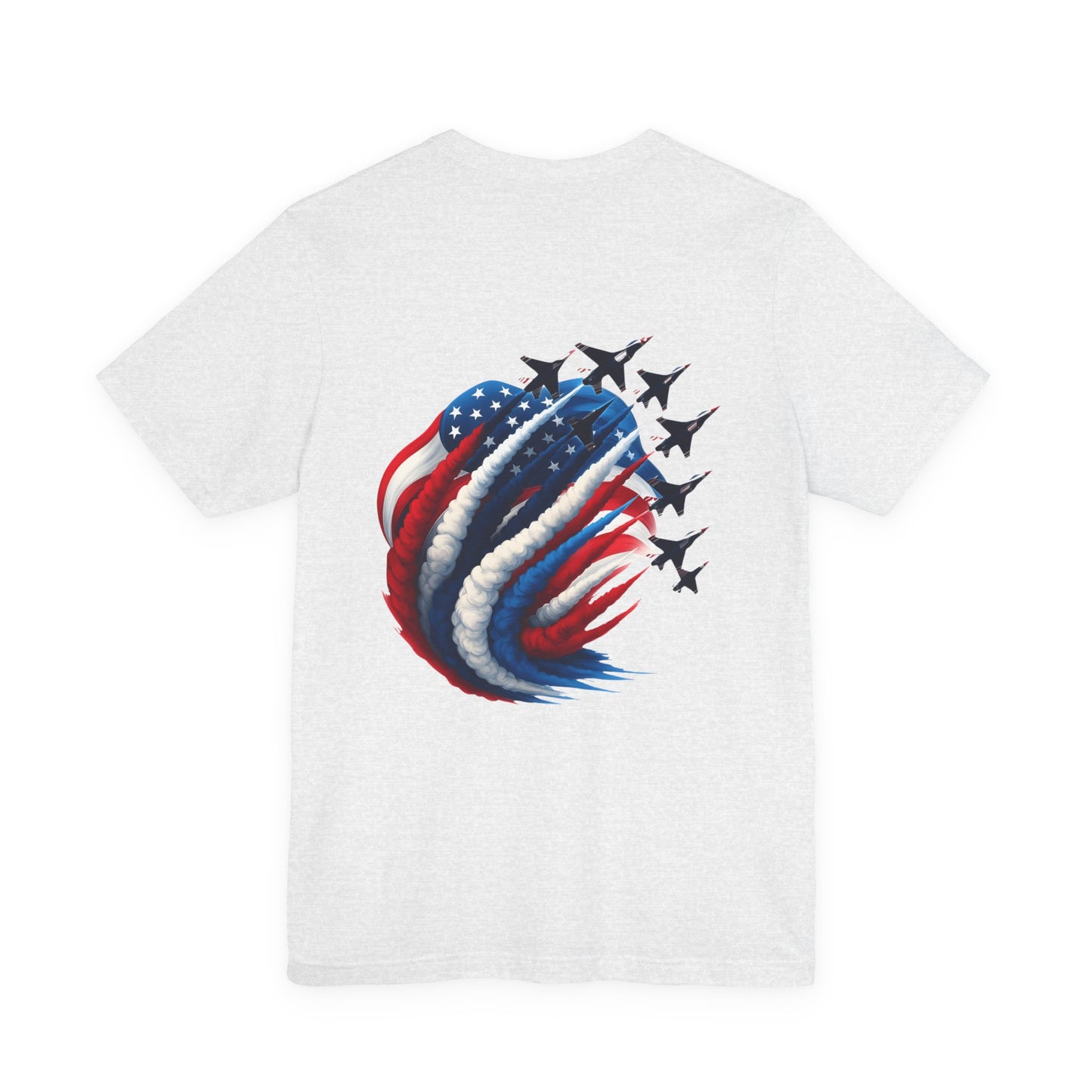 Patriotic Jet Flyover T-Shirt — American Flag Smoke Trail Tee