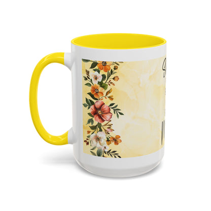 She Is Mom Floral Accent Coffee Mug — 'She is Peace, She is Home' Mother's Day Gift