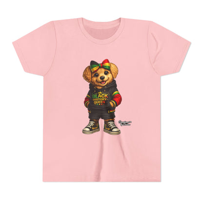 Youth Tee — Black History Queen Bear Graphic T-Shirt