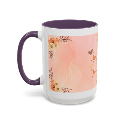 Mom Floral Accent Coffee Mug – Pink Butterfly Mother's Day Gift (11/15oz)
