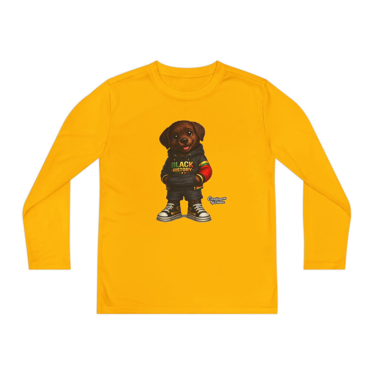Kids Long Sleeve Tee — Rasta Teddy 'Black Excellence' Graphic