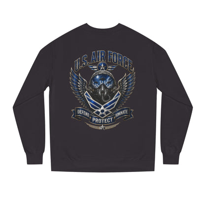U.S. Air Force Skull Crewneck Sweatshirt — Defend Protect Dominate Tactical Pullover