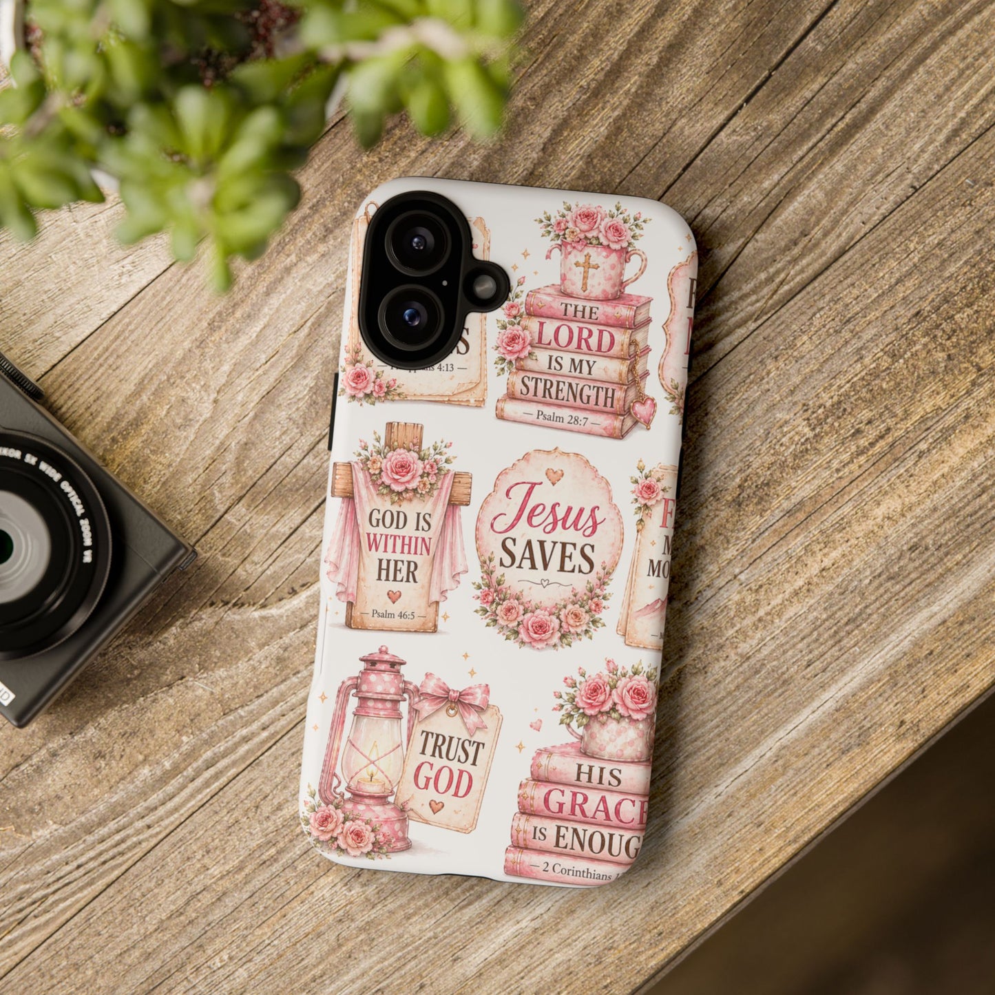 Faith Phone Case — 'Jesus Saves' Floral Christian Scripture iPhone Case