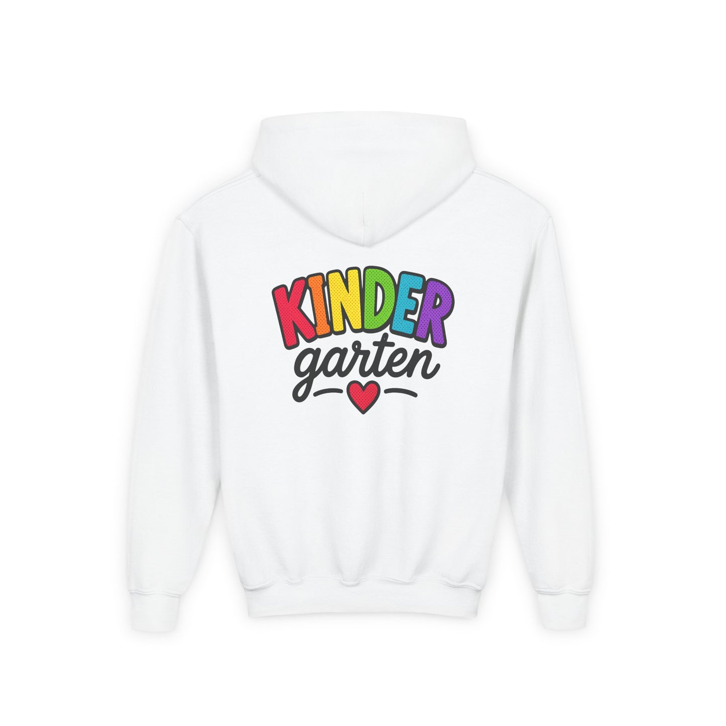 Kindergarten Kids Hoodie — Colorful Heart Graphic Back-to-School Sweatshirt