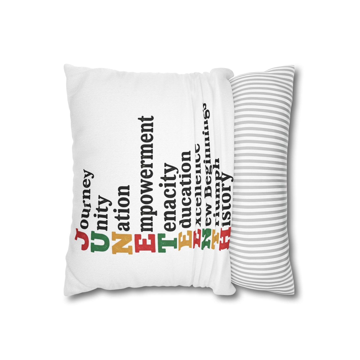 Juneteenth Inspirational Throw Pillow — Journey Unity Nation Empowerment Text Design