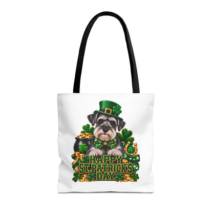 St. Patrick’s Day Schnauzer Tote Bag — Happy St. Patrick’s Day Shamrock & Gold Pot Gift