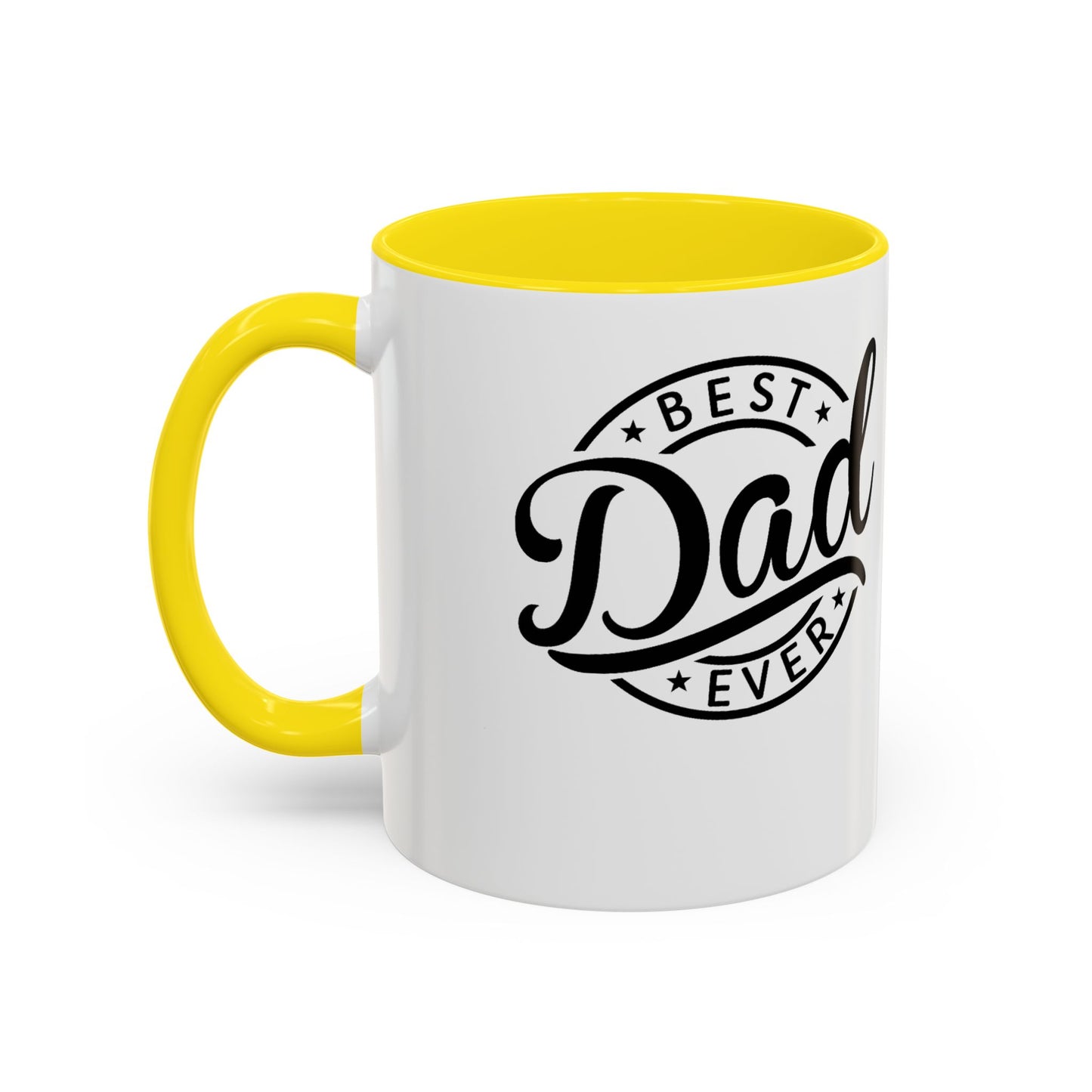 Best Dad Ever Accent Coffee Mug — Black Handle & Inner Rim, Father's Day Gift (11oz & 15oz)