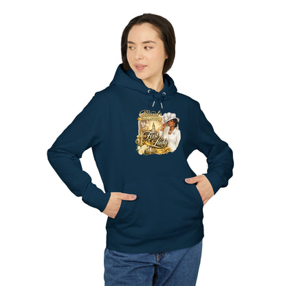 First Lady Portrait Hoodie — Elegant Gold Rose Graphic