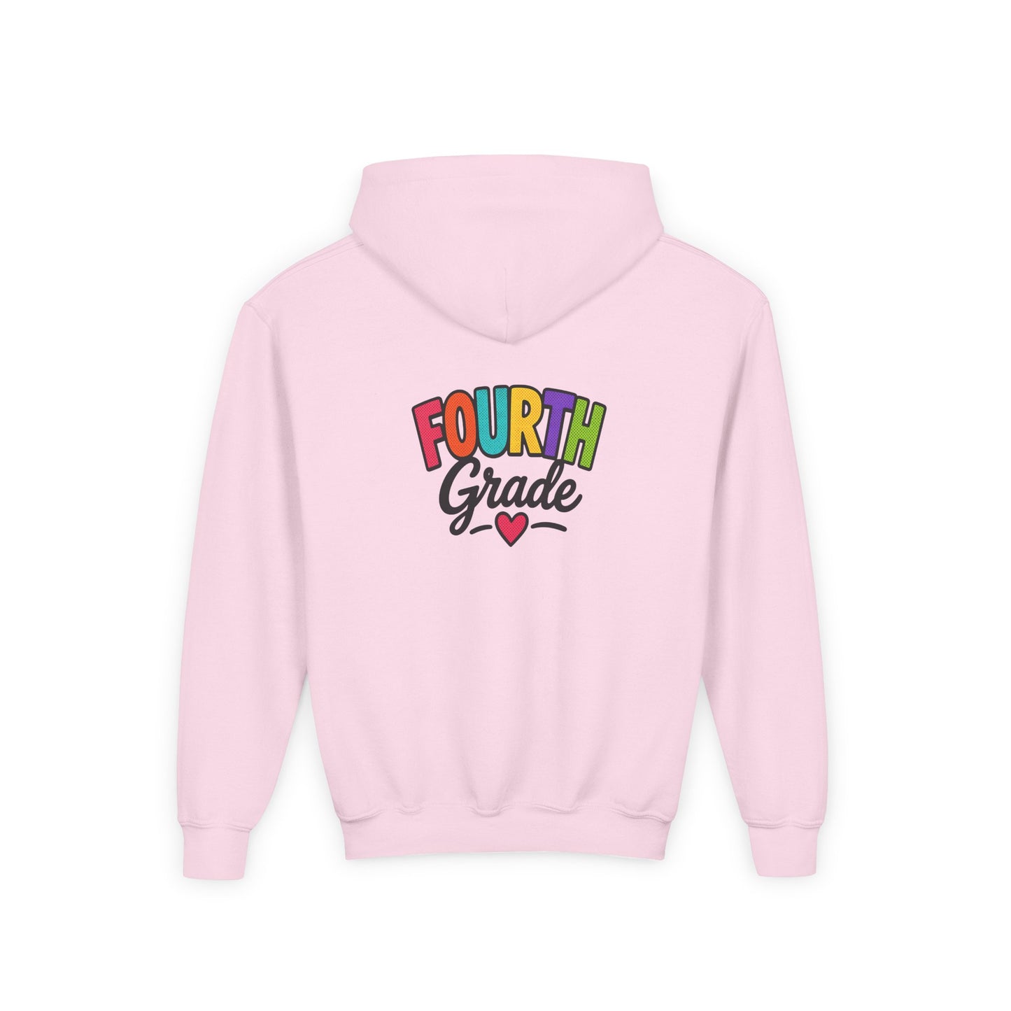 Fourth Grade Hoodie — Colorful Kids School Sweatshirt (“Fourth Grade” with Heart)