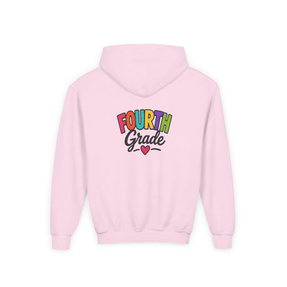 Fourth Grade Hoodie — Colorful Kids School Sweatshirt (“Fourth Grade” with Heart)