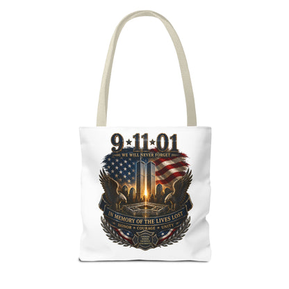 9/11 Memorial Tote Bag — We Will Never Forget Tribute Tote