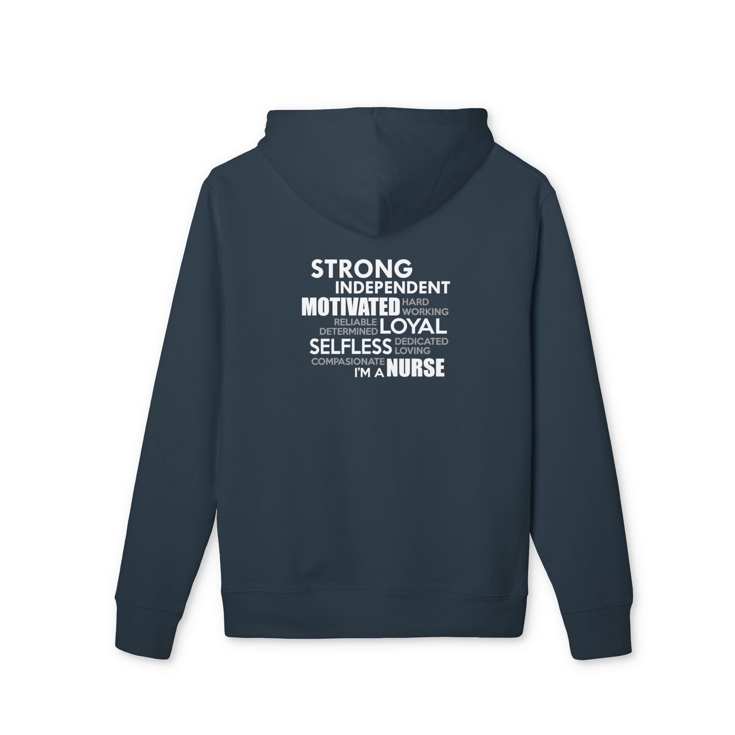 Nurse Word Cloud Hoodie — Strong Independent Motivated Loyal Selfless