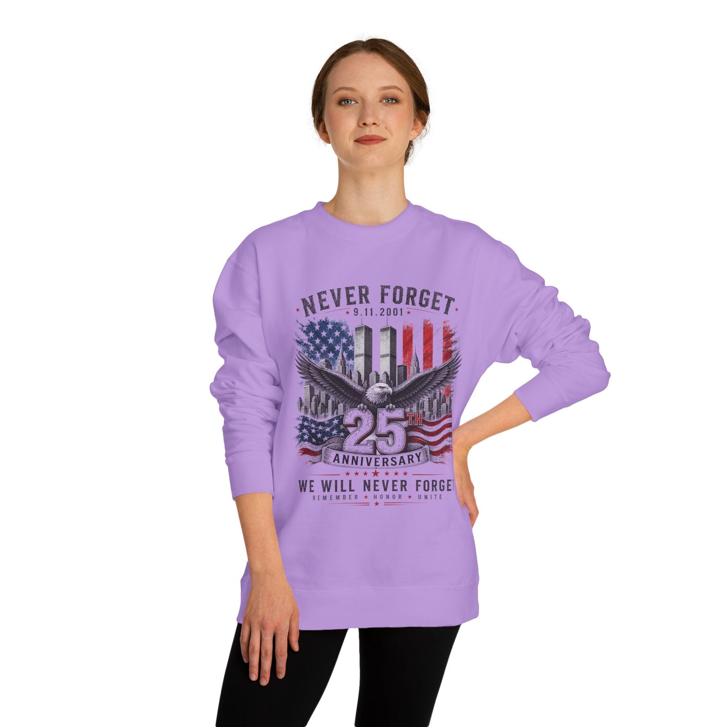 Never Forget 9/11 25th Anniversary Sweatshirt — Patriotic Memorial Crewneck