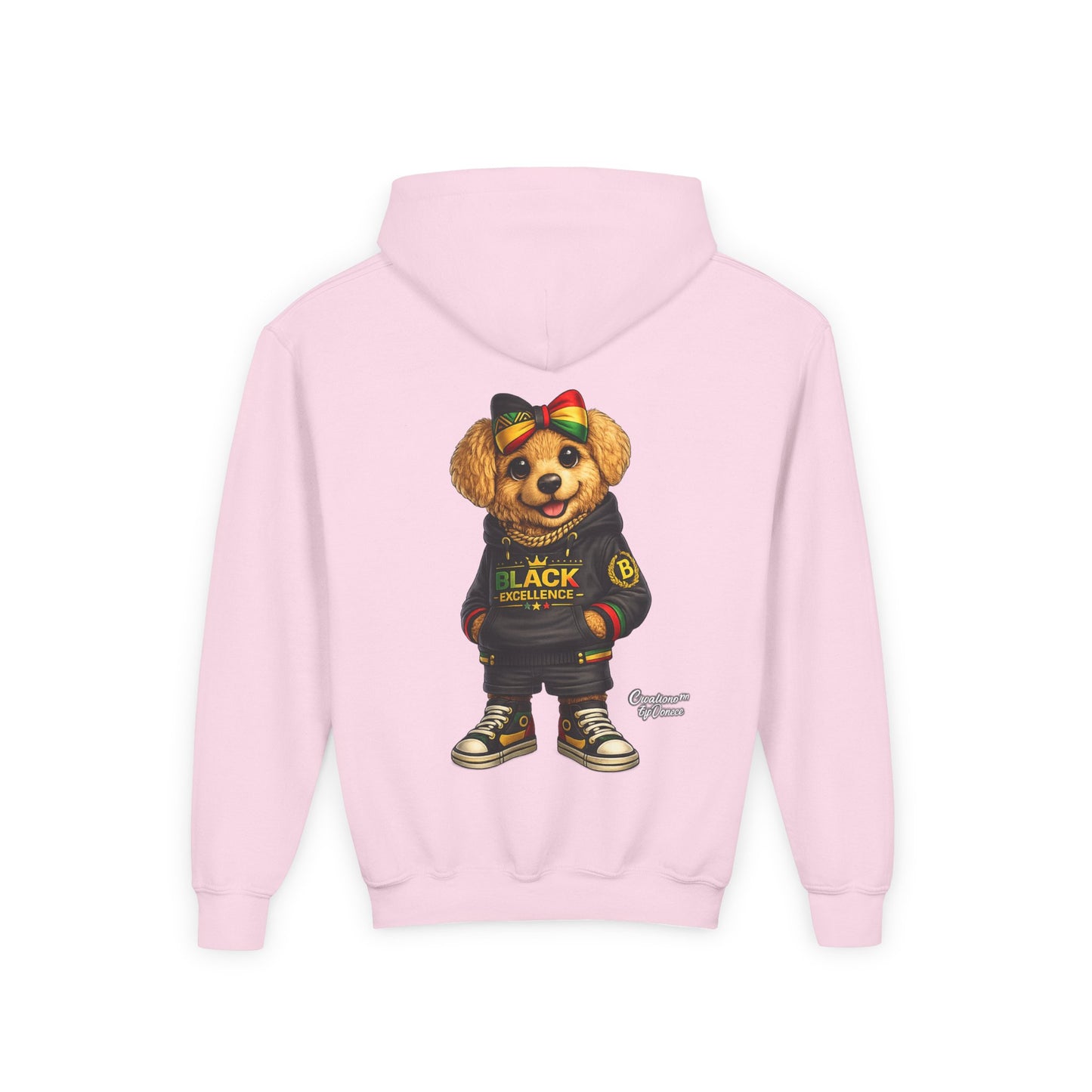 Youth Hoodie — Black Excellence Bear Graphic Sweatshirt (Kids)