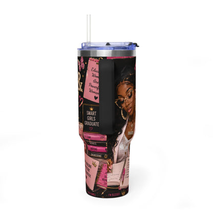 Pretty Educated 40oz Vacuum Tumbler — Insulated Travel Cup with Straw