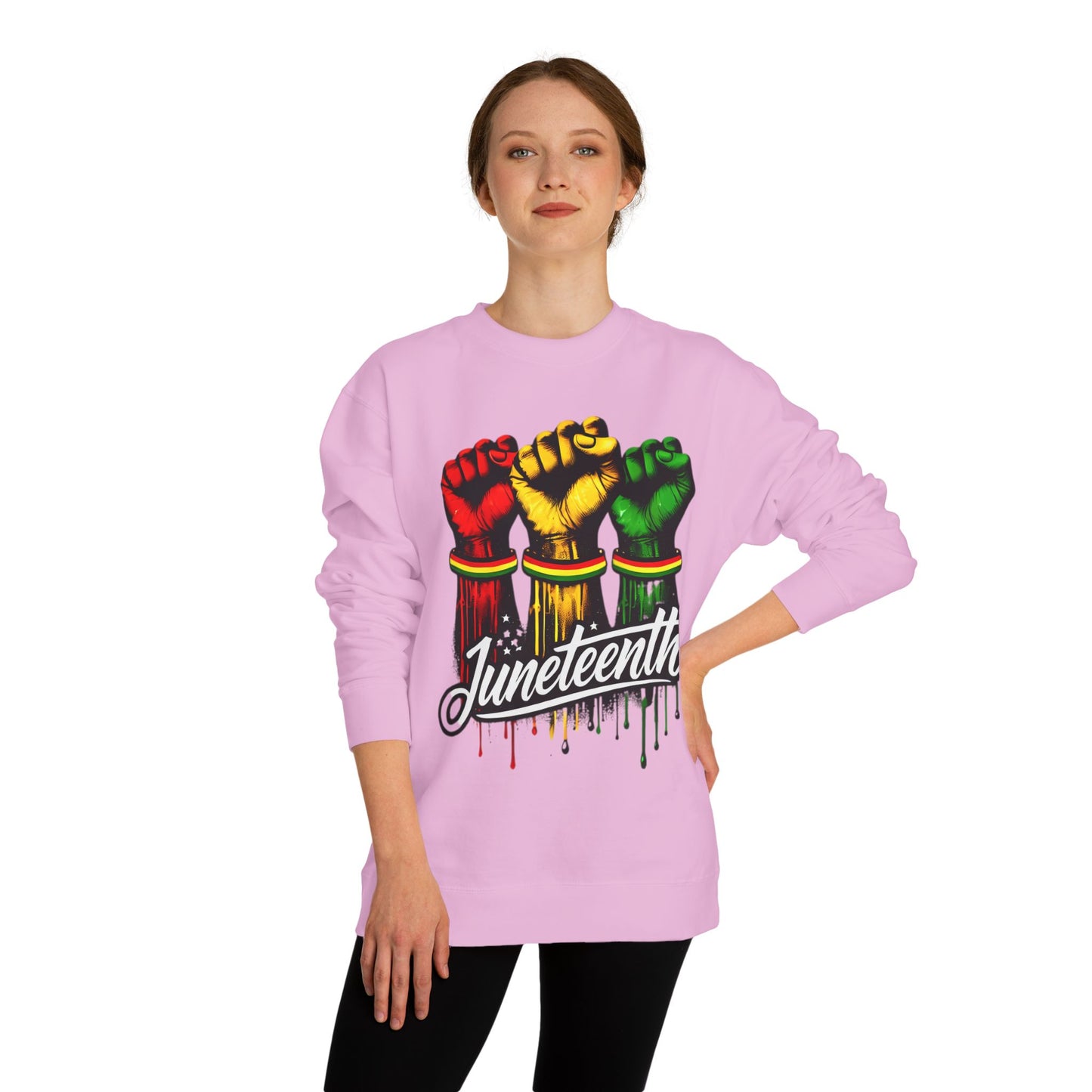 Juneteenth Fist Sweatshirt – Black Power Red Yellow Green Pride Crewneck