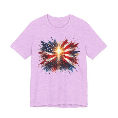 American Flag Explosion T‑Shirt — Patriotic Firework USA Tee