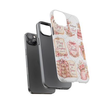 Faith Floral Phone Case – Christian Inspirational Scripture iPhone Cover (Choose Joy, Pray, Faith)