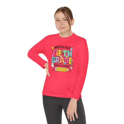 Youth Long Sleeve Tee - "Watch Out Fifth Grade Here I Come" Back-to-School Shirt