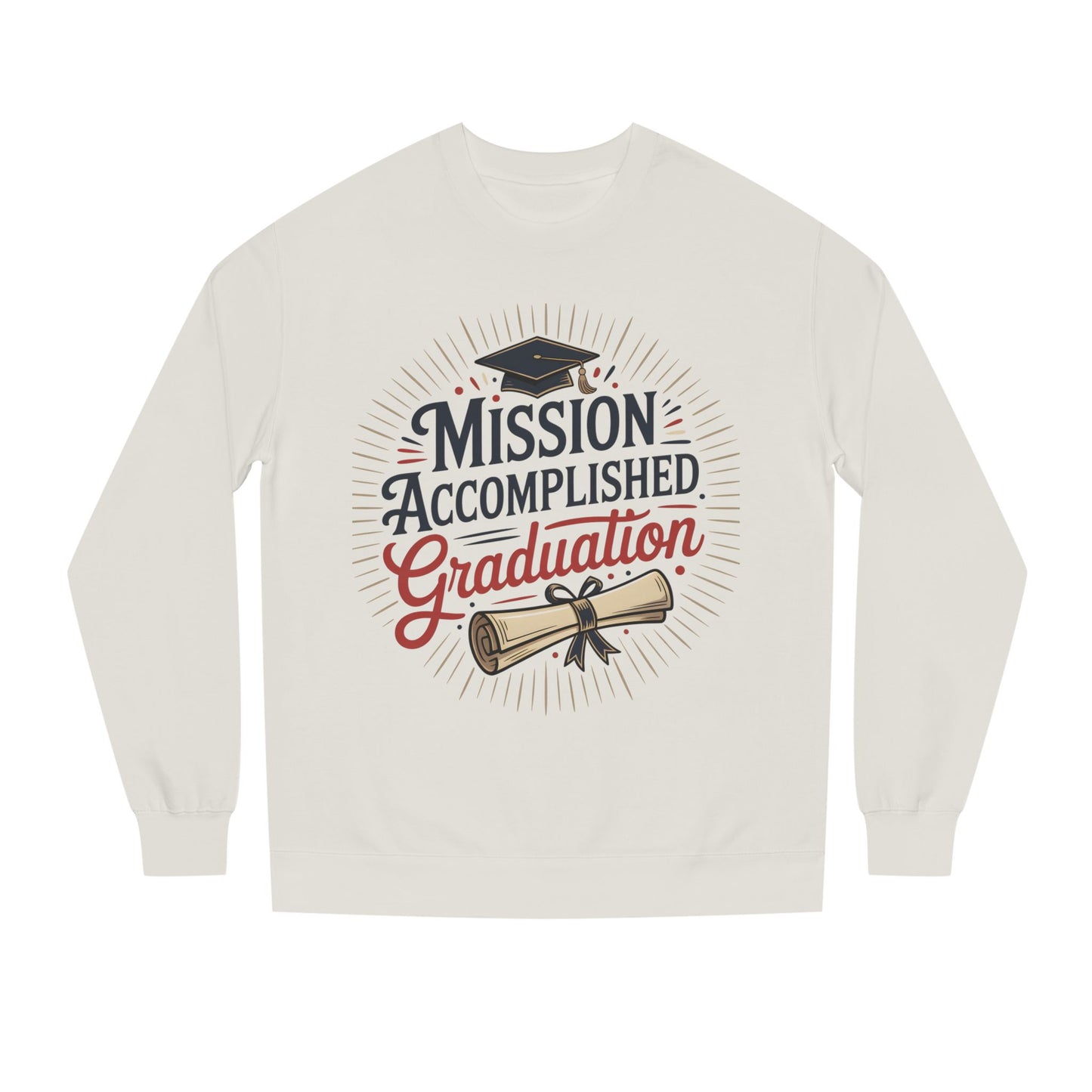 Graduation Sweatshirt "Mission Accomplished" - Grad Cap & Diploma Pullover