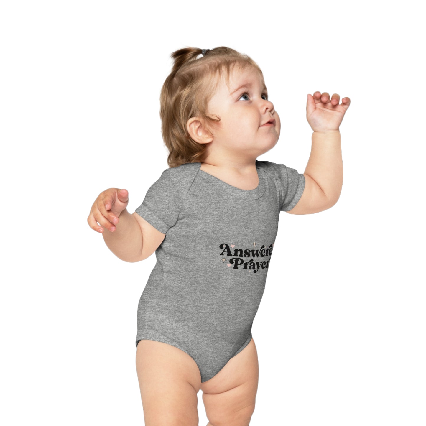 Baby Bodysuit "Answered Prayer" — Religious Newborn Onesie, Christian Gift for Baptism & Baby Shower