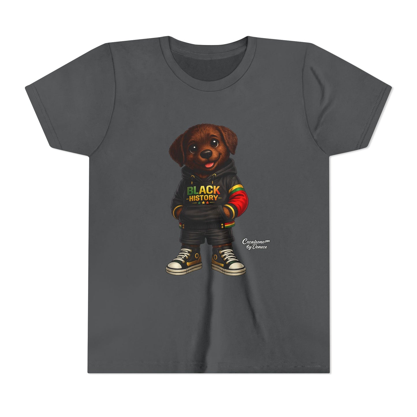 Youth Tee — Cute Puppy 'Black History' Graphic Shirt