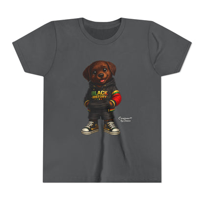 Youth Tee — Cute Puppy 'Black History' Graphic Shirt