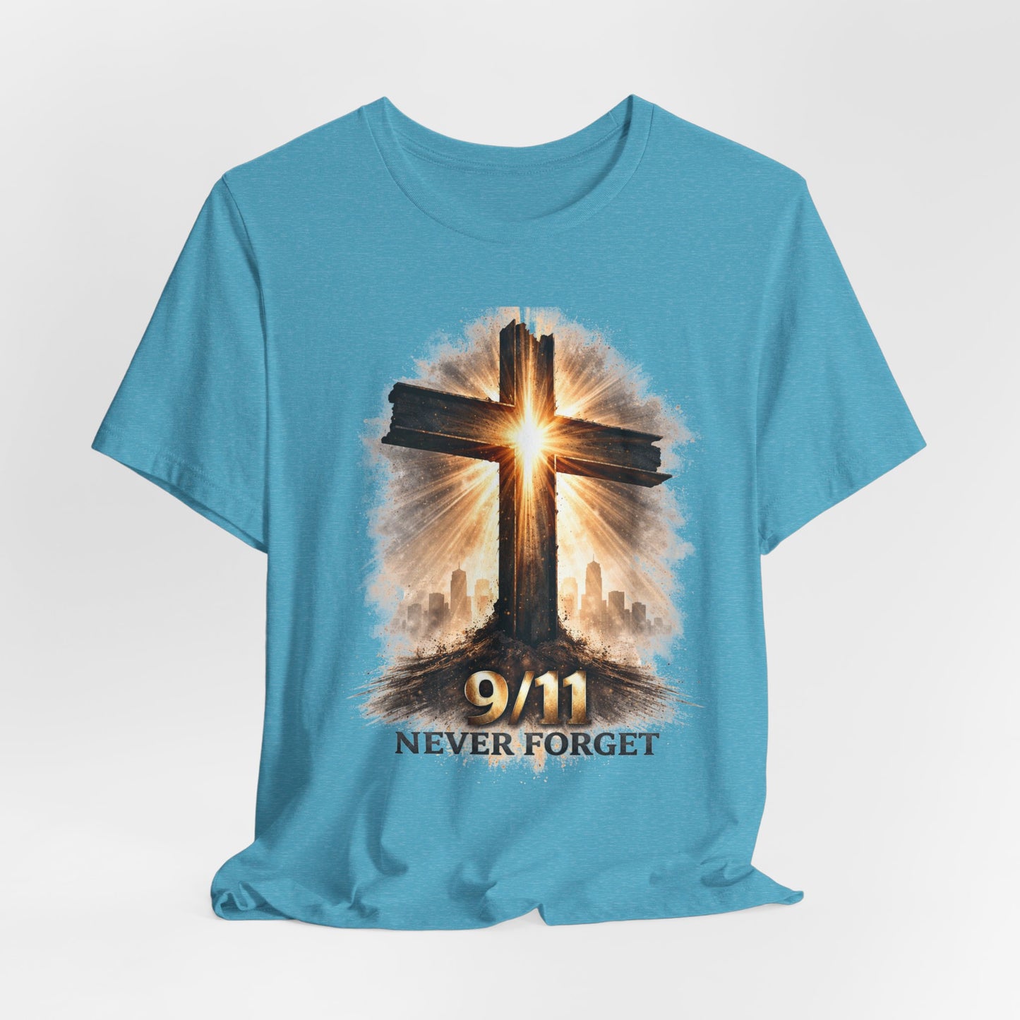 9/11 Never Forget T‑Shirt - Cross Memorial Tee