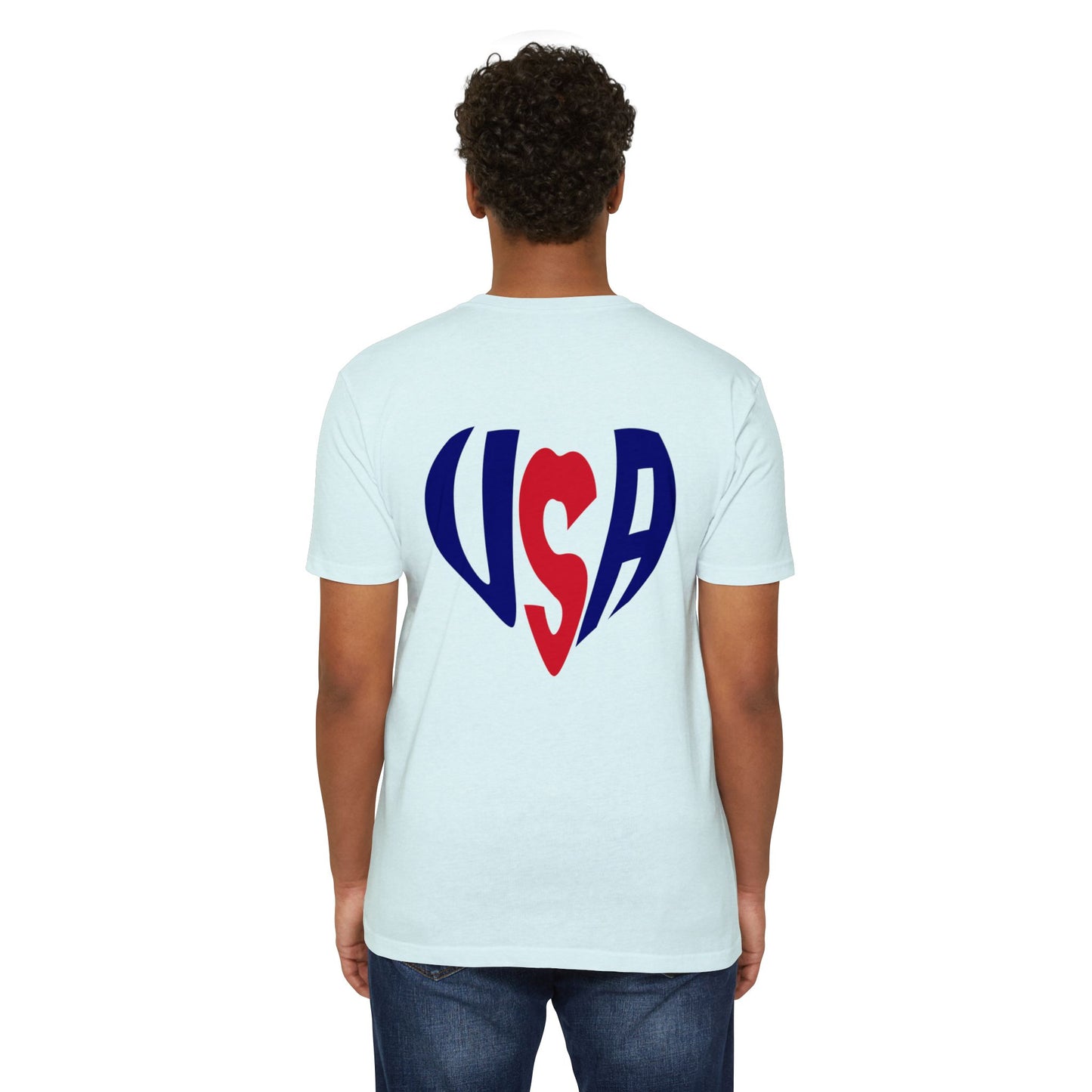 USA Heart T-Shirt — Patriotic Red & Blue Tee for 4th of July