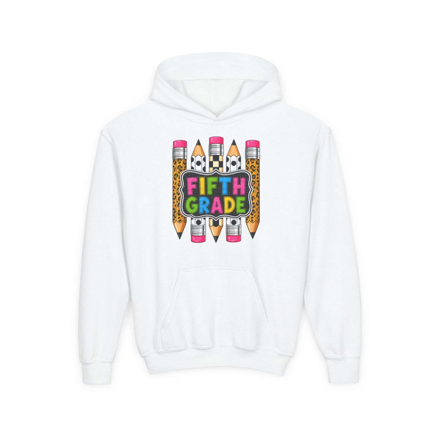 Fifth Grade Kids Hoodie — Colorful Pencil Back‑to‑School Sweatshirt for Students