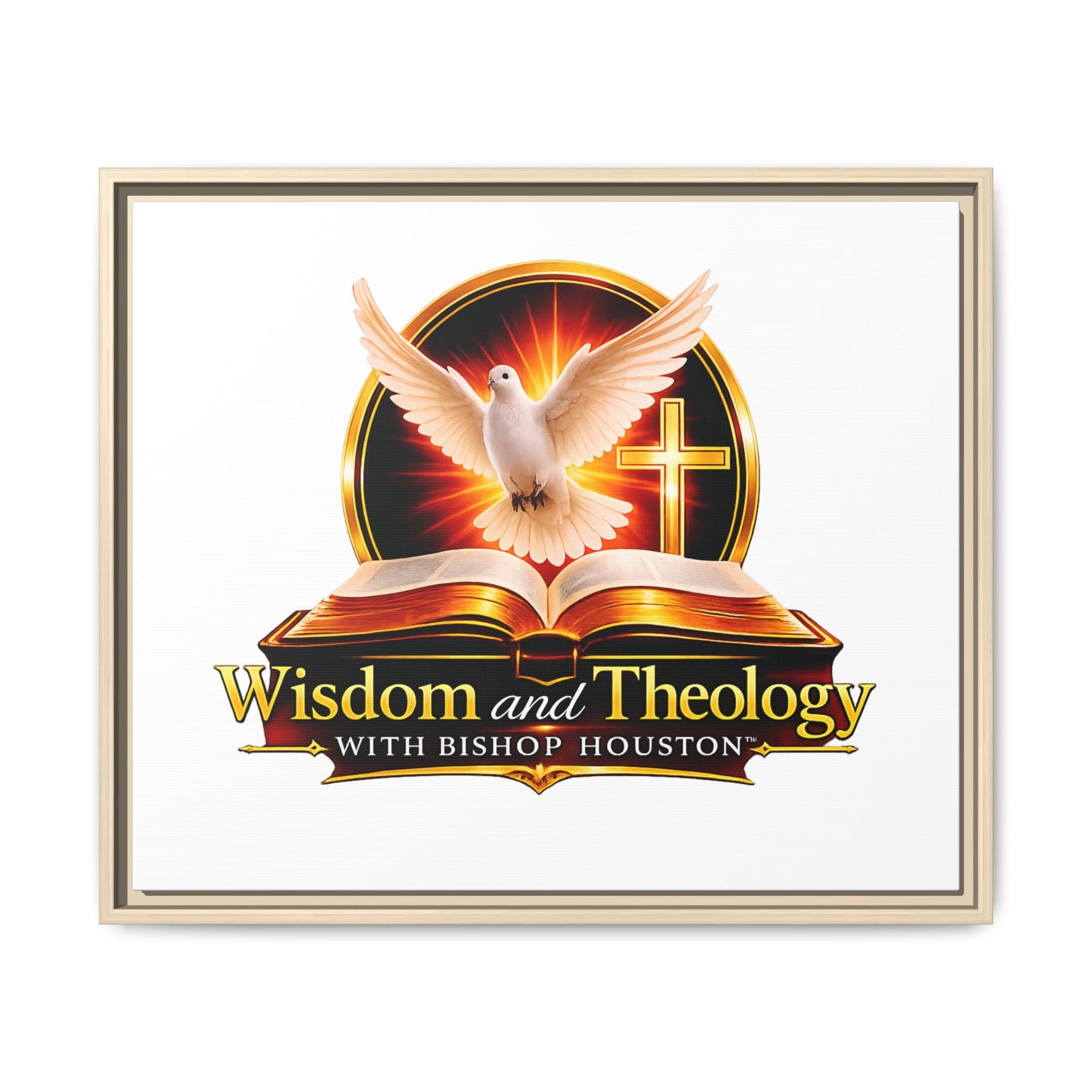 Framed Canvas Print — "Wisdom and Theology" Dove & Bible Wall Art