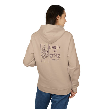 Strength & Softness Hoodie — Minimal Floral Graphic Pullover ("Strength & Softness")