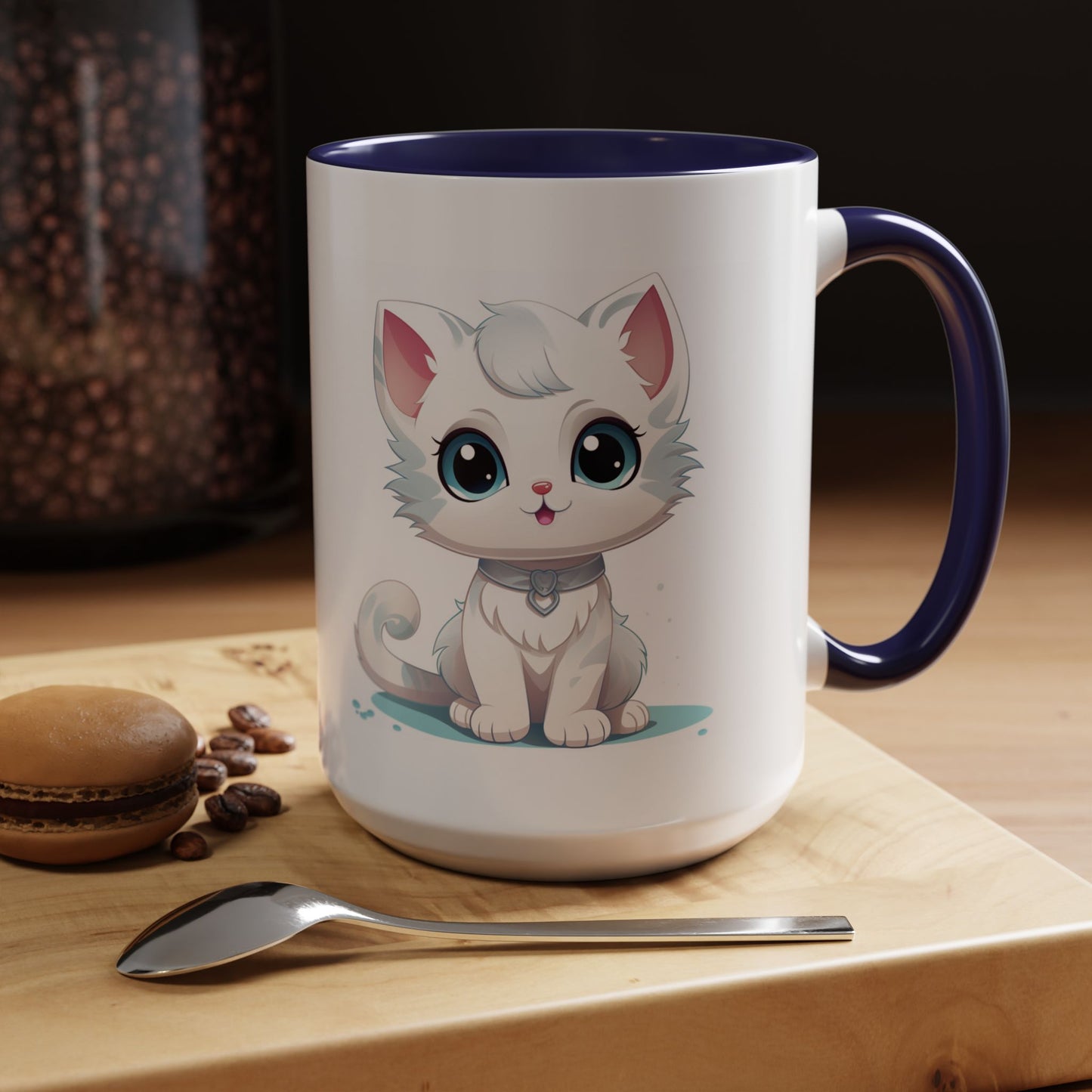 Cute White Kitten Accent Coffee Mug – Adorable Cat Cute Cat Lover Gift