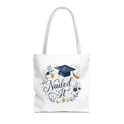 Graduation Tote Bag "Nailed It" – Cap & Diploma Celebration Tote