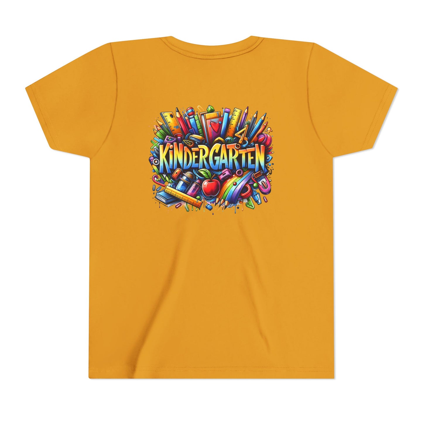 Kindergarten Colorful School Supplies Youth Tee — Back-to-School Kids T-Shirt