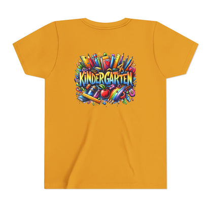 Kindergarten Colorful School Supplies Youth Tee — Back-to-School Kids T-Shirt