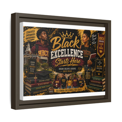 Black Excellence Starts Here Framed Canvas