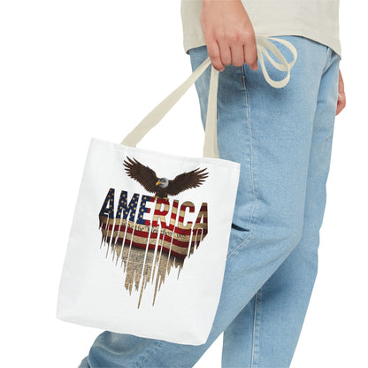 America Eagle Flag Tote Bag – Patriotic USA Canvas Tote