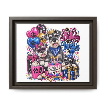 Birthday Wishes Schnauzer Canvas Print — Framed Matte Pet Artwork