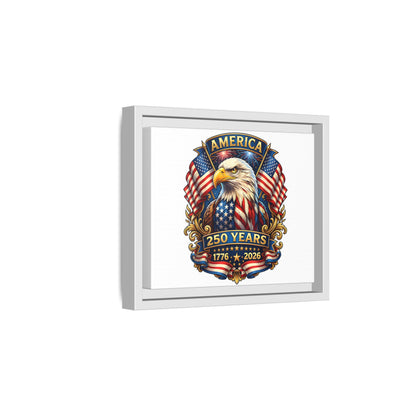 America 250th Anniversary Framed Canvas — Patriotic Bald Eagle Wall Art