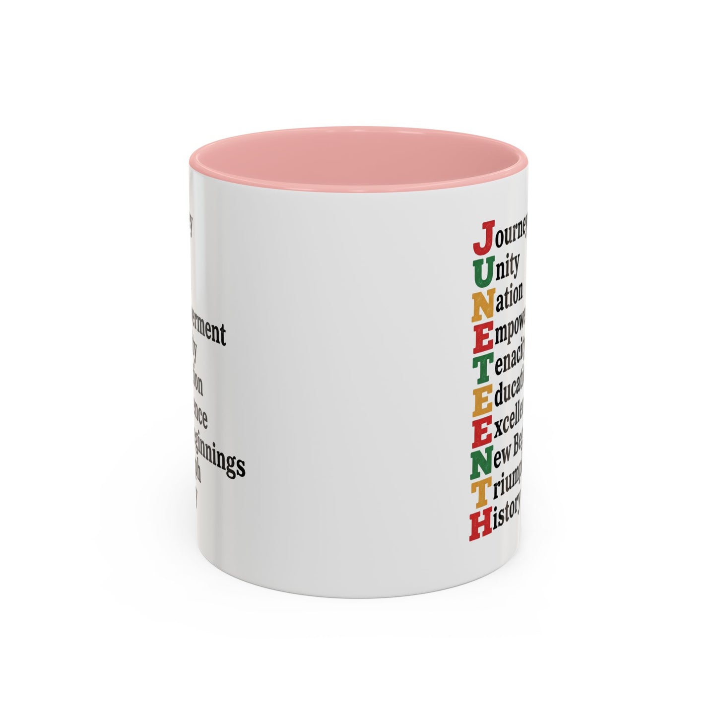 Juneteenth Acronym Accent Coffee Mug – Journey Unity Nation Empowerment (11/15oz)