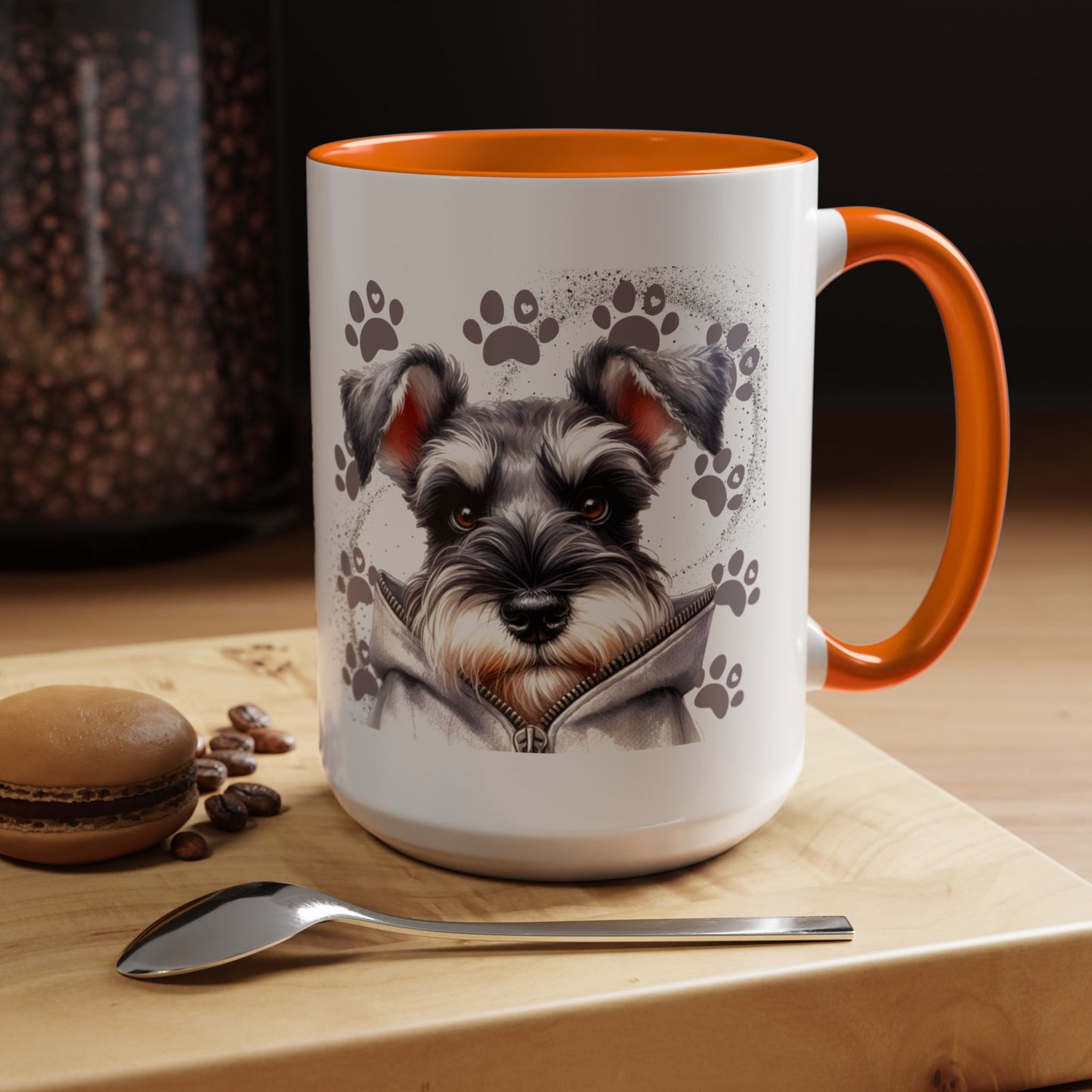 Schnauzer Paw Print Accent Coffee Mug (11/15oz)