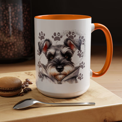 Schnauzer Paw Print Accent Coffee Mug (11/15oz)
