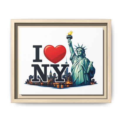 I Love NY Statue of Liberty Matte Framed Canvas