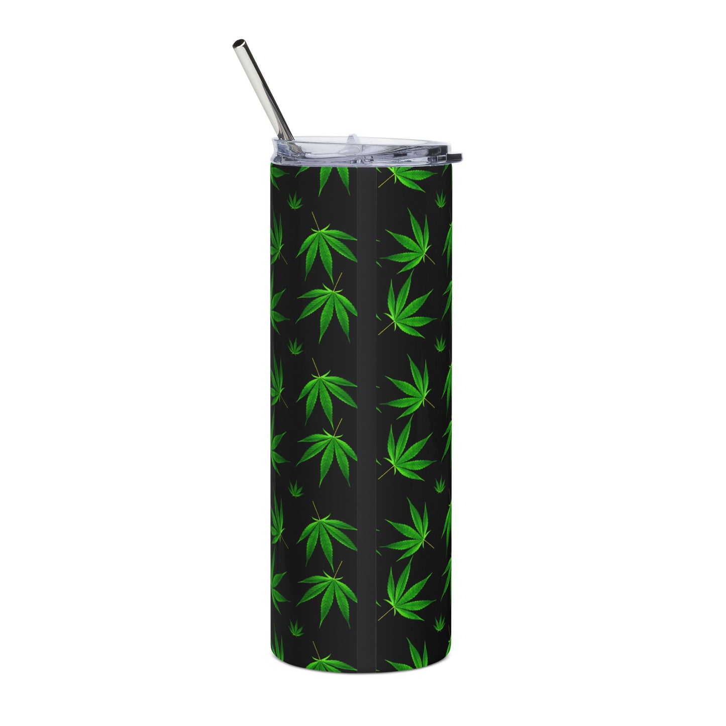 20oz Stainless Tumbler with Green Cannabis Leaf Pattern