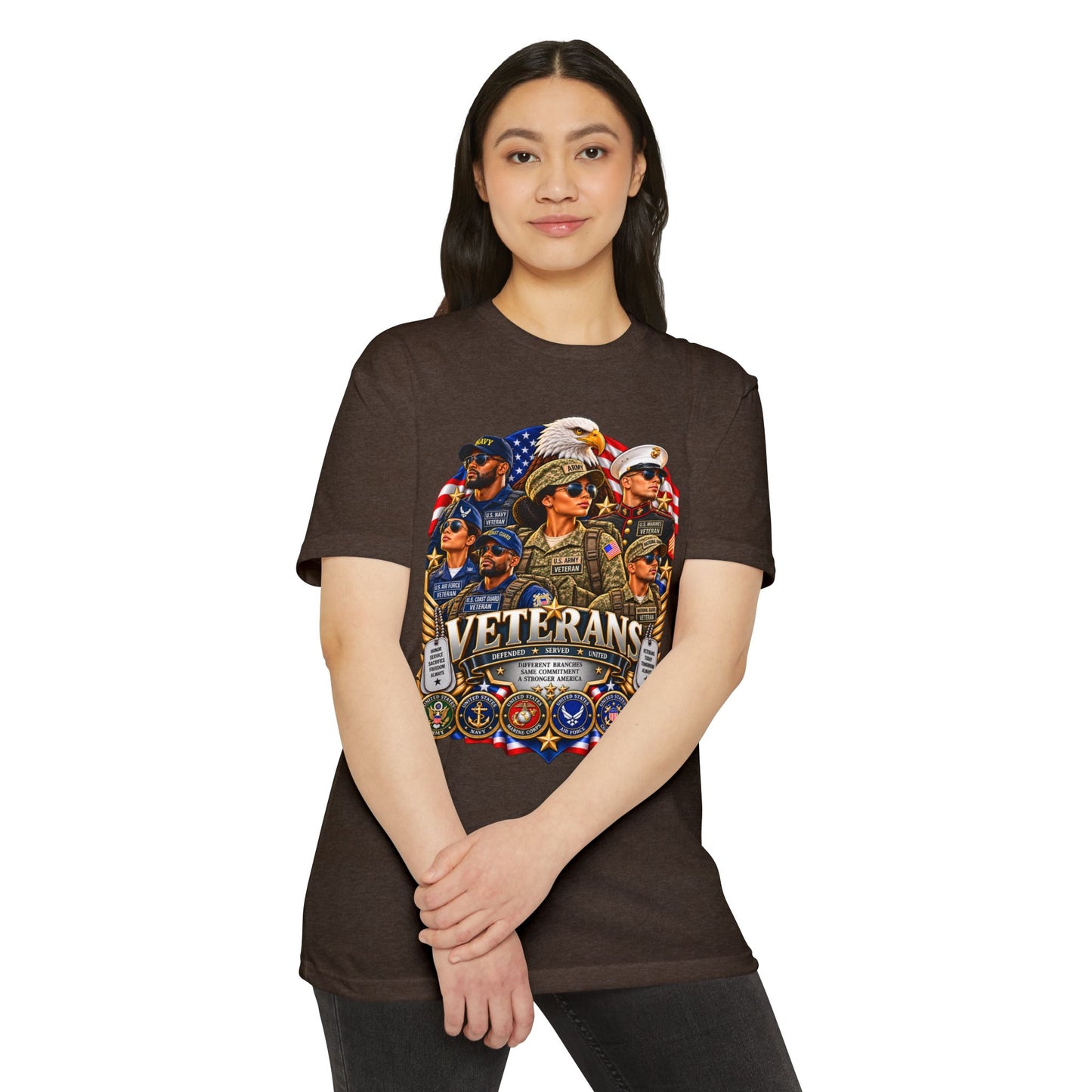 Veterans Tribute T-Shirt – Patriotic Eagle & Service Emblems