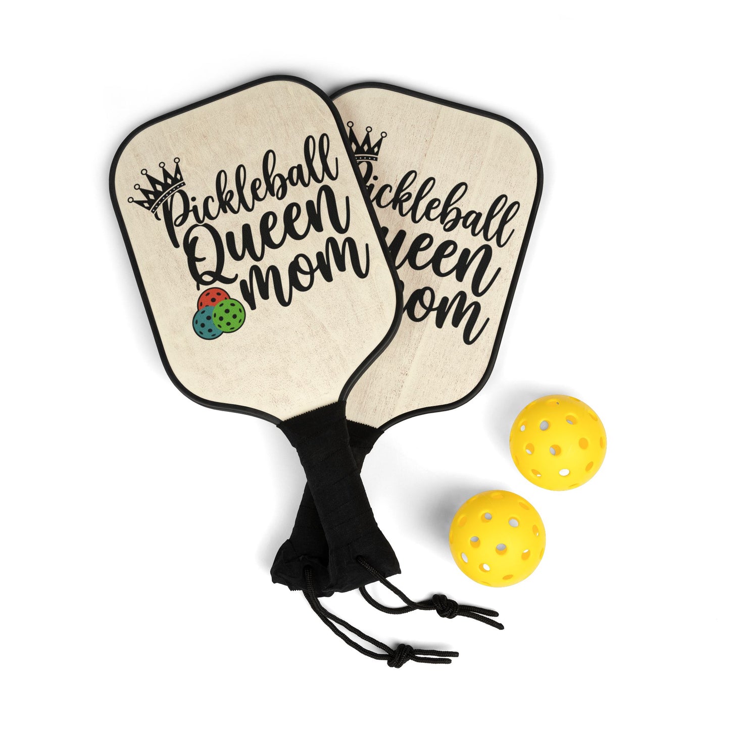 Pickleball Paddle – "Pickleball Queen Mom" Lightweight 2‑Paddle Kit with Balls