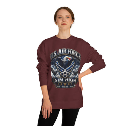 Air Force Crewneck Sweatshirt — "U.S. Air Force Aim High" Military Logo Pullover