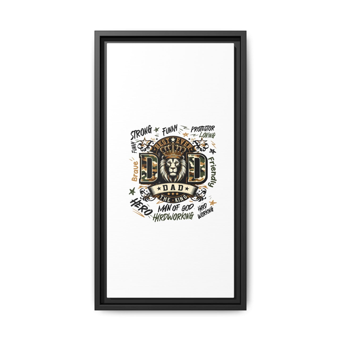 Framed Matte Canvas 'Best Ever DAD' Wall Art – Lion King Design, Father’s Day Gift
