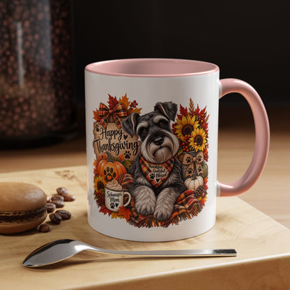 Thanksgiving Schnauzer Coffee Mug — 'Happy Thanksgiving' Autumn Dog Mug (11/15oz)